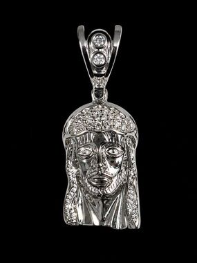 925 Silver Jesus Face Pendant Moissanite w/ 22” Figaro Chain New With Tags